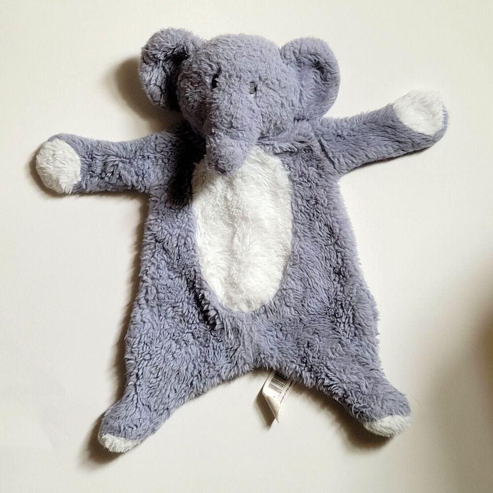 Kellytoy K Luxe 16” Grey Elephant Flattie Crinkle Rattle Security Lovey Plush